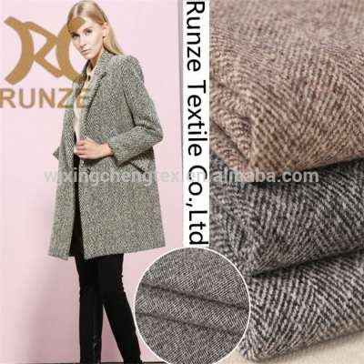 Woven Polyester Cationic Two-Tone Fabric With Herringbone Style For Suit Imitation Woolen Cloth Low Price Factory